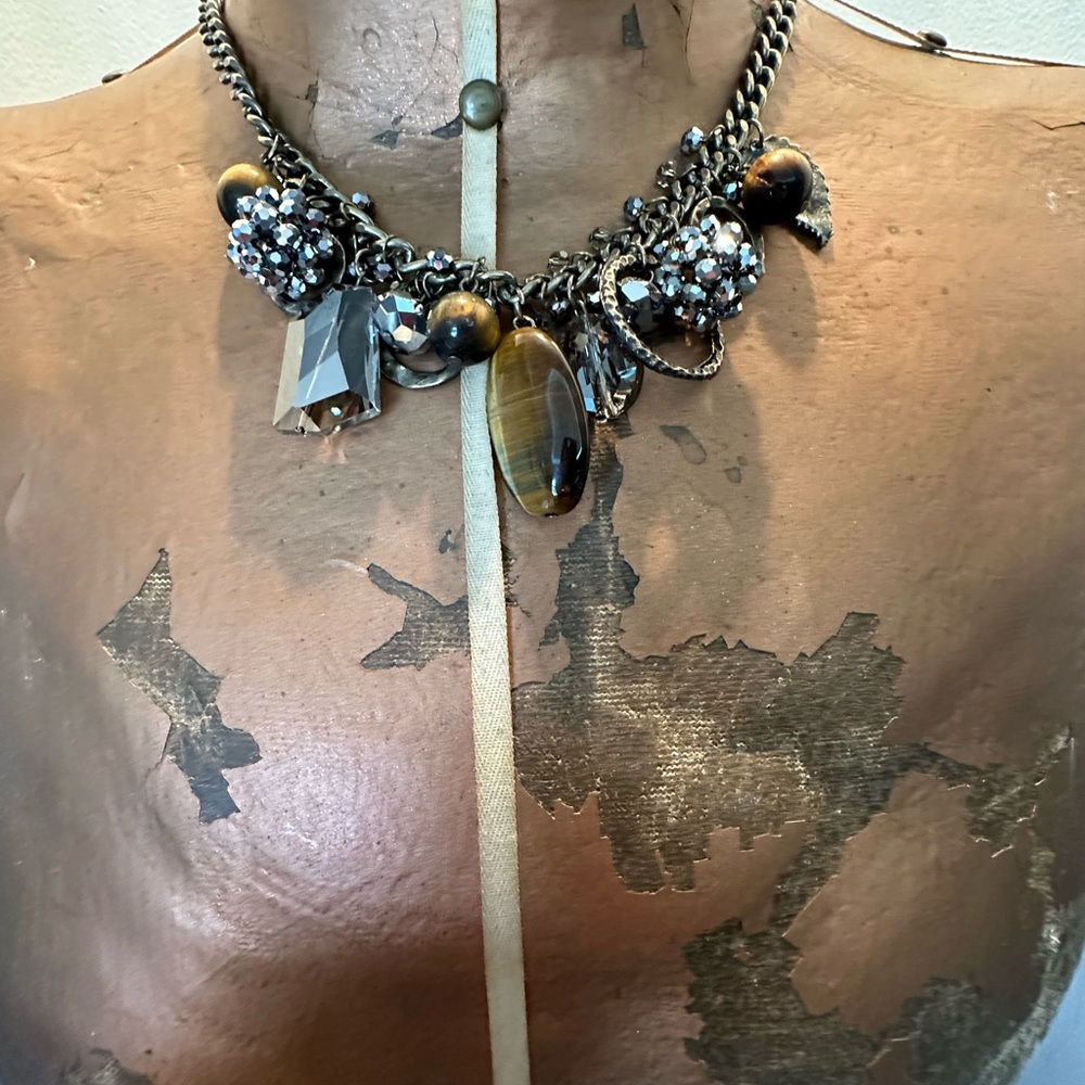 Tiger's Eye Blossom Necklace, Affordable and Vintage with bracelet.